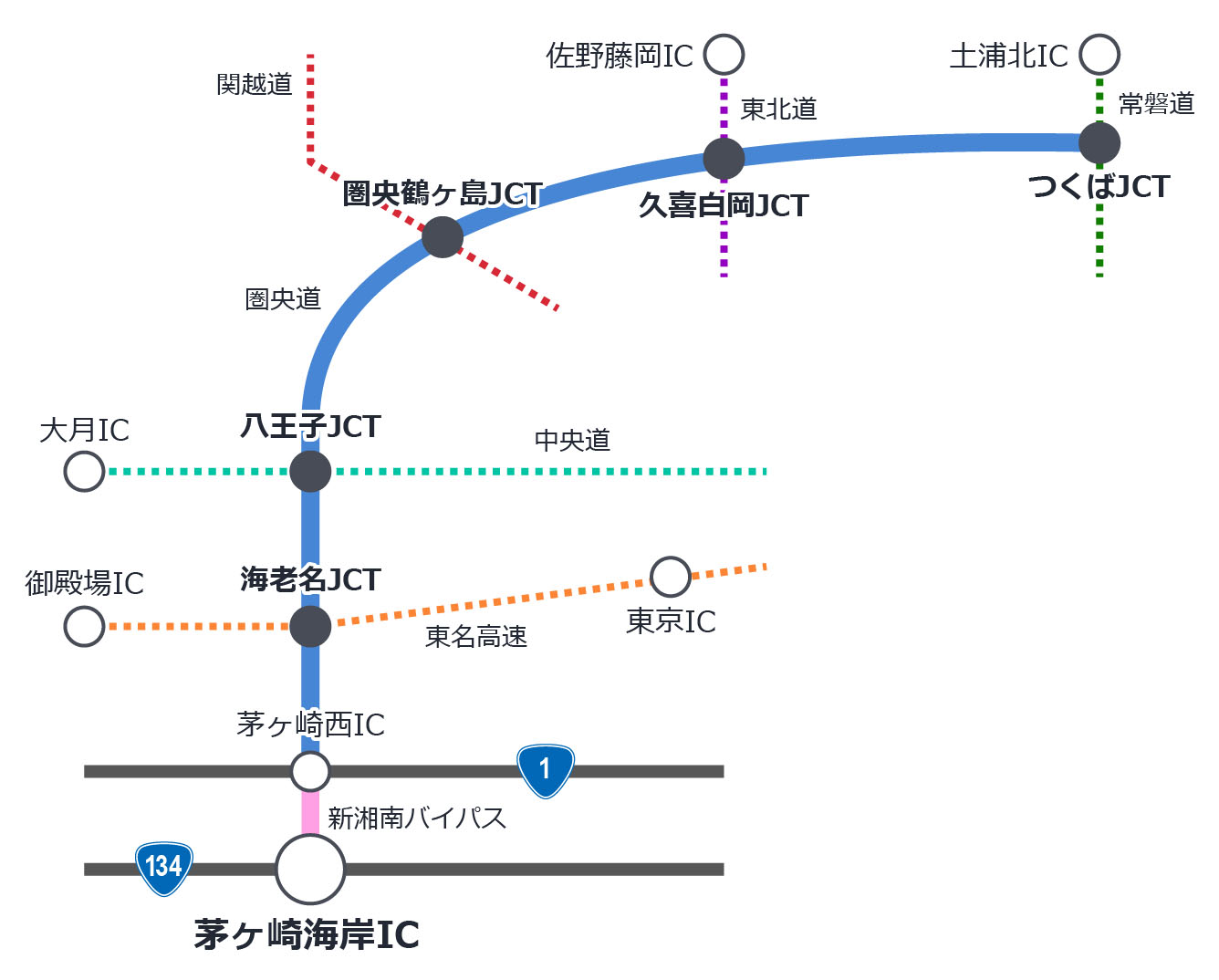 茅ヶ崎への電車でのアクセスマップ